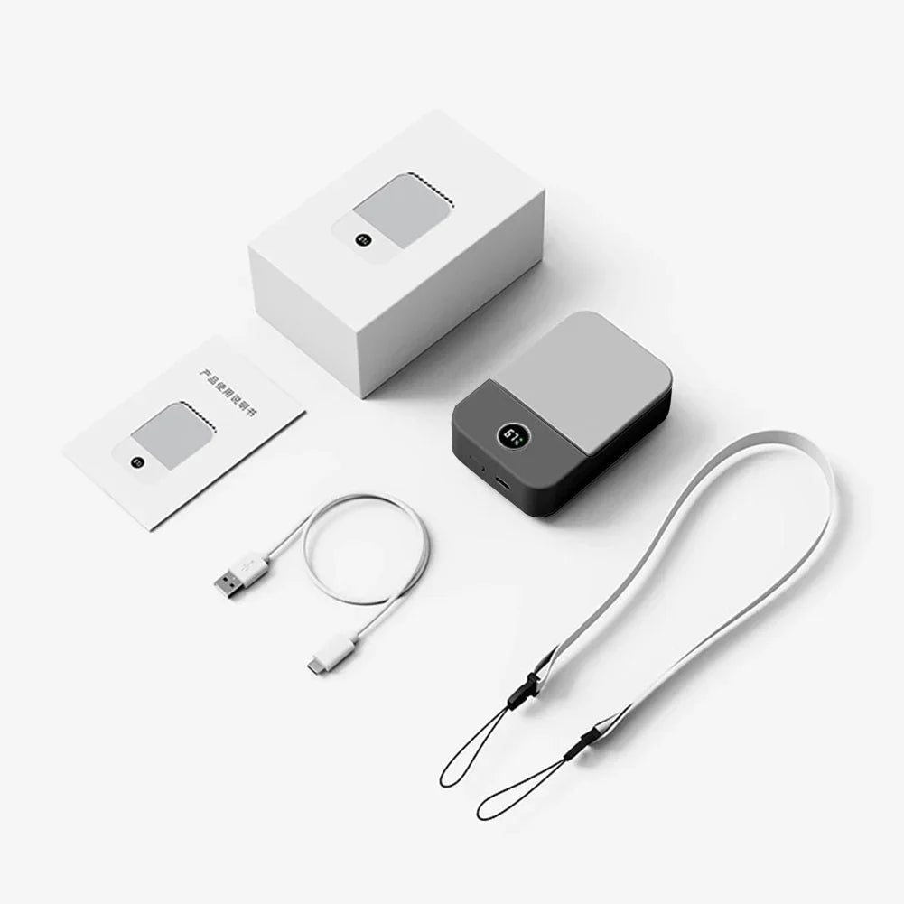 Portable USB Rechargeable 3 Speed Mute Personal  Waist Clip on  Summer Air Cooler Mini Digital Display Hanging Neck Fan