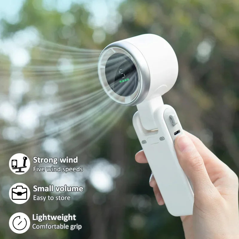 2025 New Hanging Neck Outdoor 180 Degree Folding Desktop Mini Fan Hand-held Folding High-speed Powerful Turbo Fan