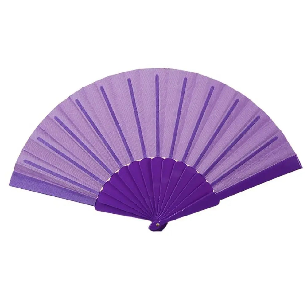 Portable Folding Fan Plain Plastic Cloth Hand Fan Chinese Elegant Fabric Hand Fan for Weddings Travel Party Dancing Cosplay