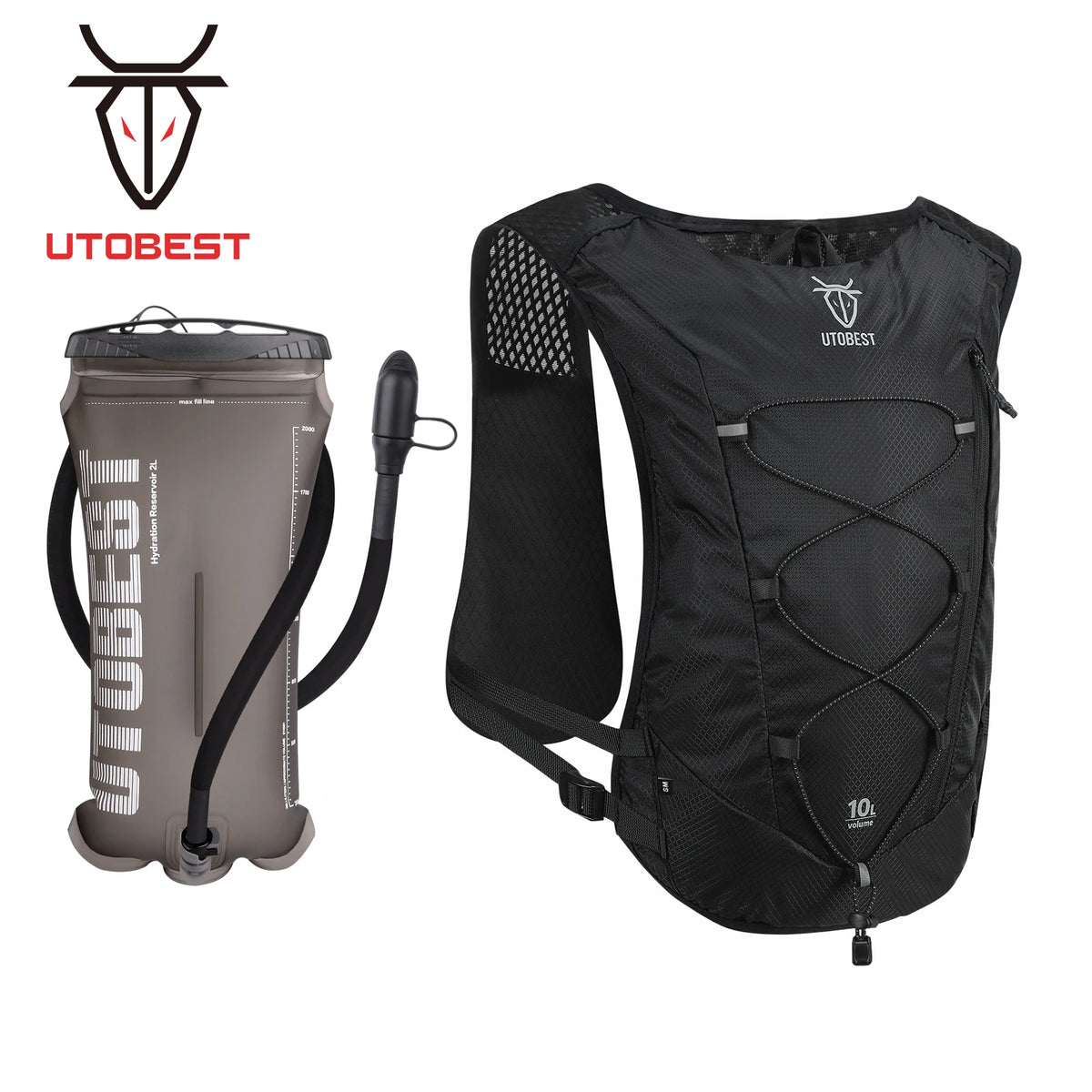 UTOBEST Trail Running Backpack 10L Ultra Lightweight Hydration Vest with 2L Water Bladder for Outdoor Hiking Cycling Marathon