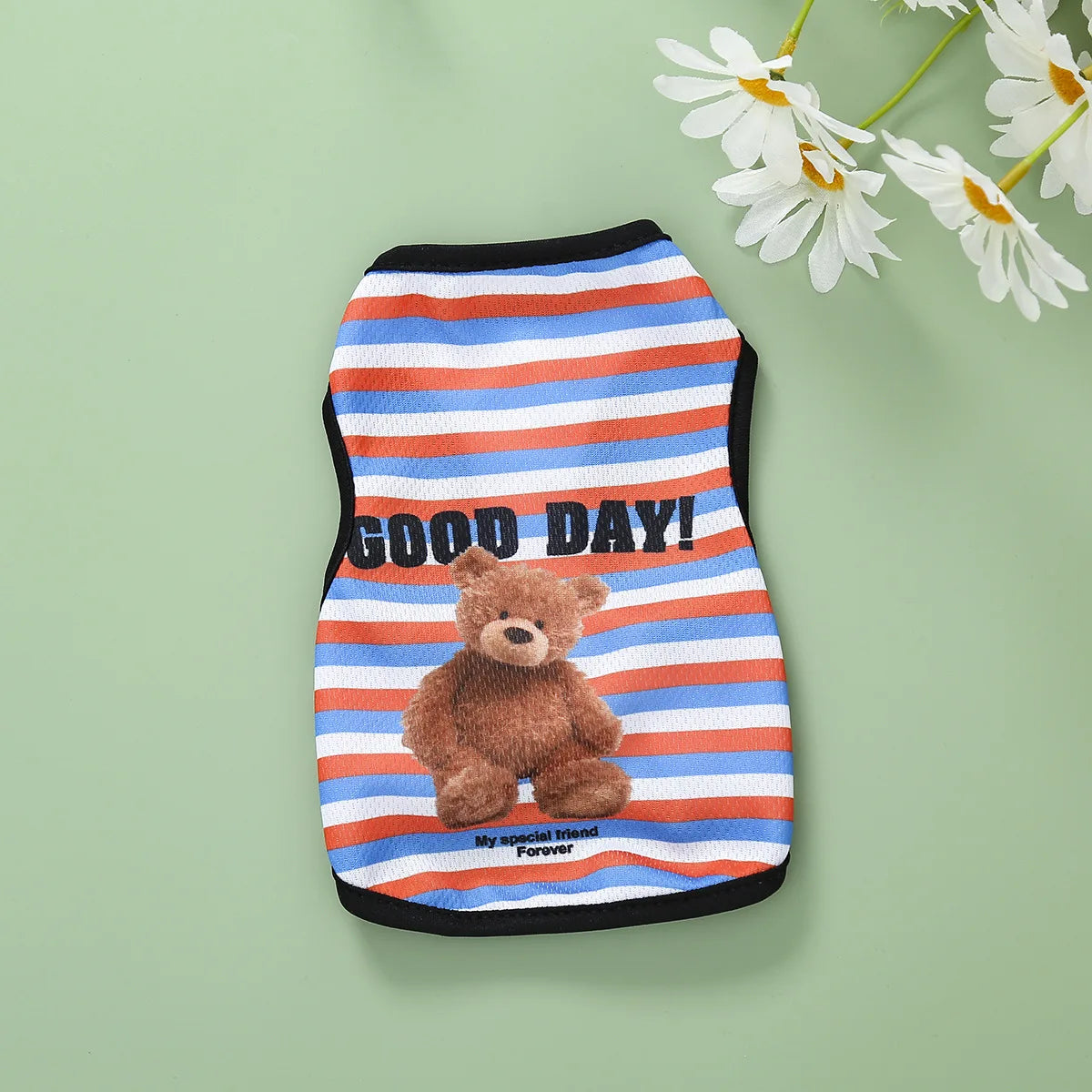 Pets Summer Prints Vests Dog Clothes Little Bear Dog Pattern Pet T-shirts Breathable Sleeveless Puppy Costume Dog Pet Shirts