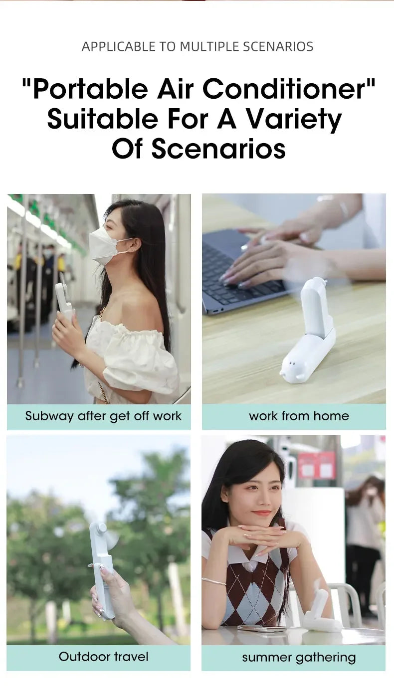 2000mAh Power Bank 3 Gears Portable Fan Super Mini Handheld Fan USB Rechargeable Fan Foldable Hand Held Small Pocket Fan