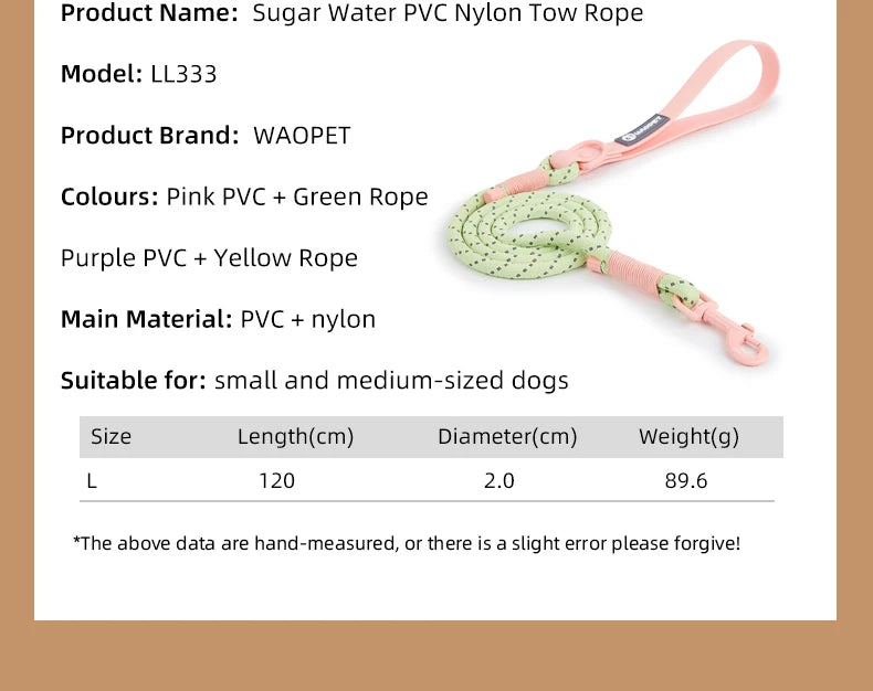 Pet Supplies Dog Collar For Small and Medium Dog Walking Sugar Color Series Cute style PVC Webbing Collar Leashes Set 2024 New