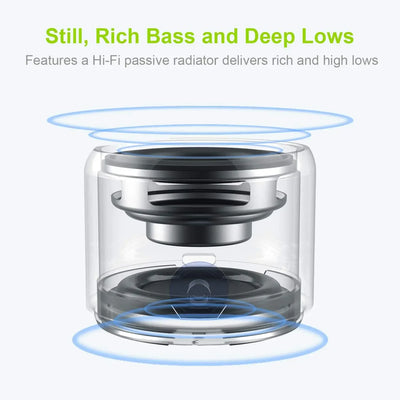 xx9 EWA A106 Pro Mini Bluetooth Speaker with Custom Bass Radiator, IPX7 Waterproof, Super Portable Speakers, Travel Case Packed