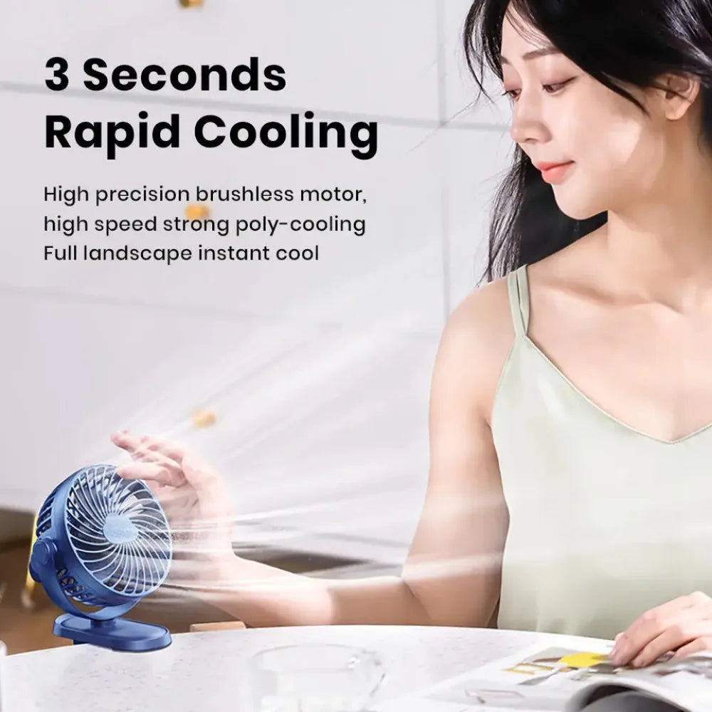 12-48h Table Mini Fan with Sturdy Clamp Rechargeable USB 3 Speeds Sleeping Mute for Bathroom Kitchen Student Dormitory 10000mAh