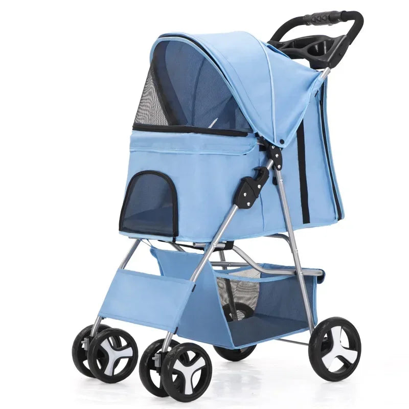 Pet Stroller with Sunroof -Foldable, lightweight, Single Handed, size S M L