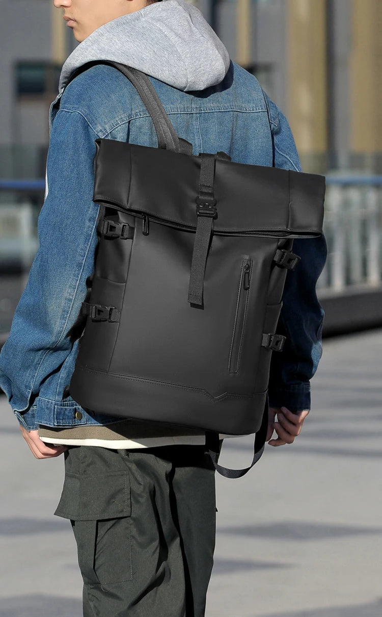 Waterproof Durable Outdoor Backpack Roll Top Fashion Casual Backpack for Hiking Travel Men Women Daily Commute