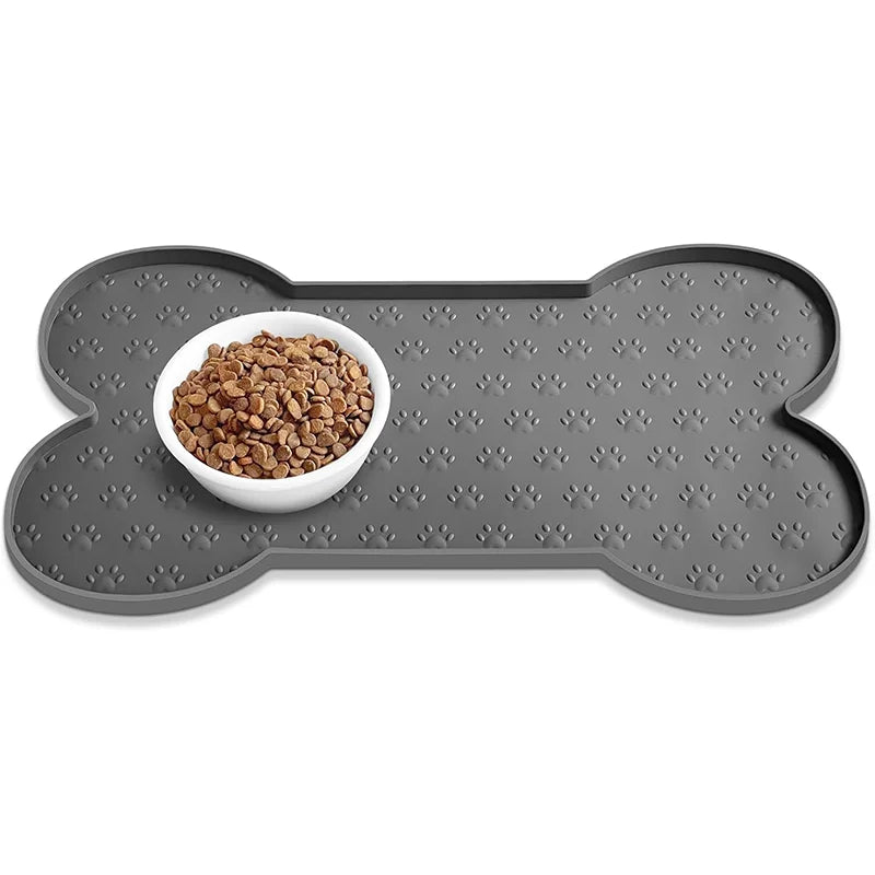 Dog Food Mat Anti-Slip Silicone Thicker Pet Placemat Waterproof Feeder Pad with Raised Edge Puppy  Feeding Mats
