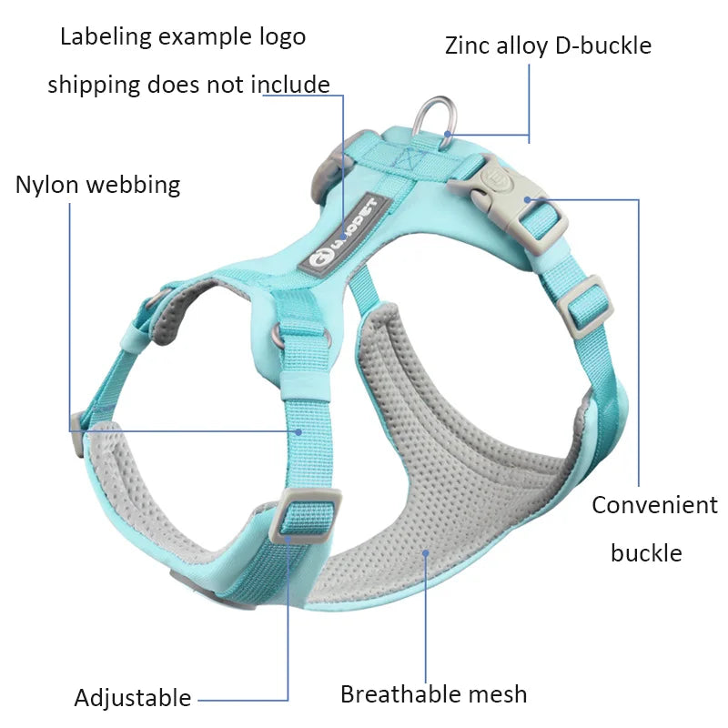 Makaron Series Dog Harness Leash Outdoor Walk Adjustable Pet Chest Strap Breathable Lightweight Pet Harness for Small Medium Dog