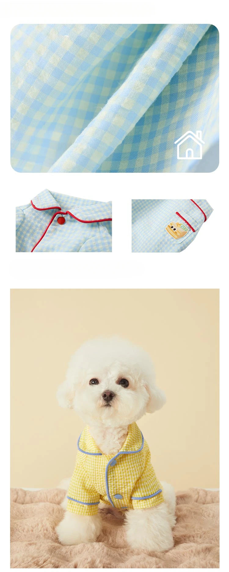 Dog Clothes Pet Plaid Loungewear Comfort Maltese Bigbear Schnauzer