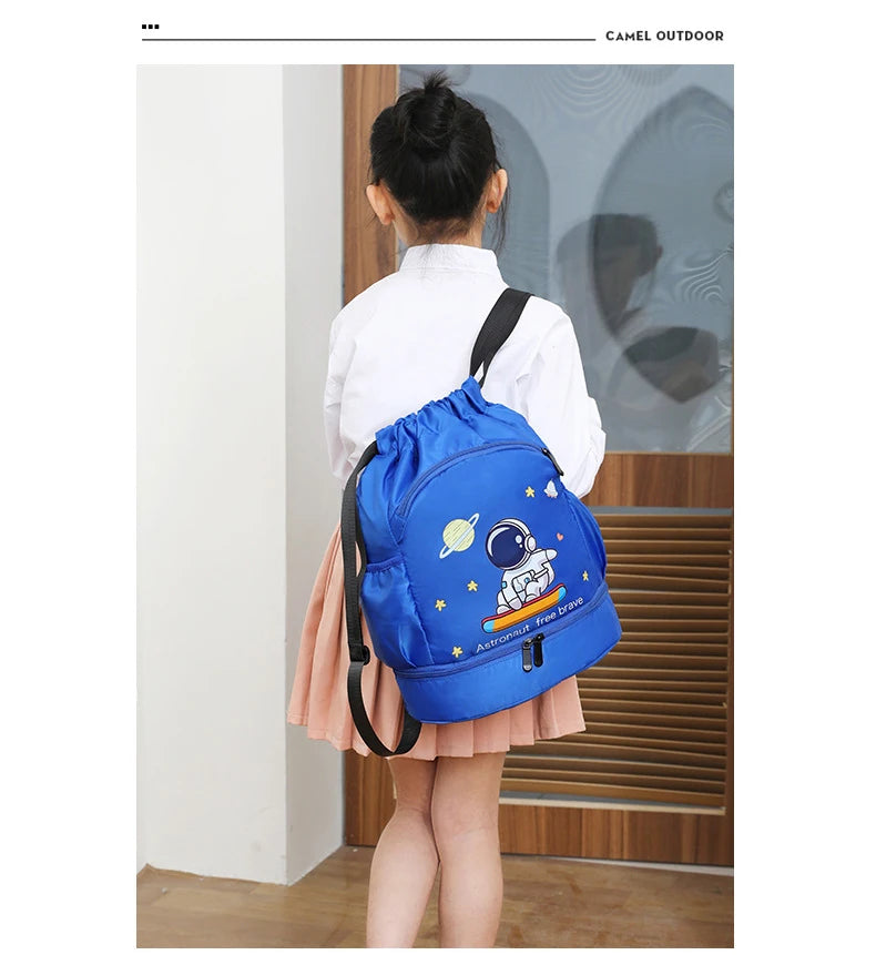 Kids Swimming Backpack Children Dry Wet Sports Gym Fitness Bag Waterproof Beach Shoulder Rucksack  Cartoon Travel Duffel Pack