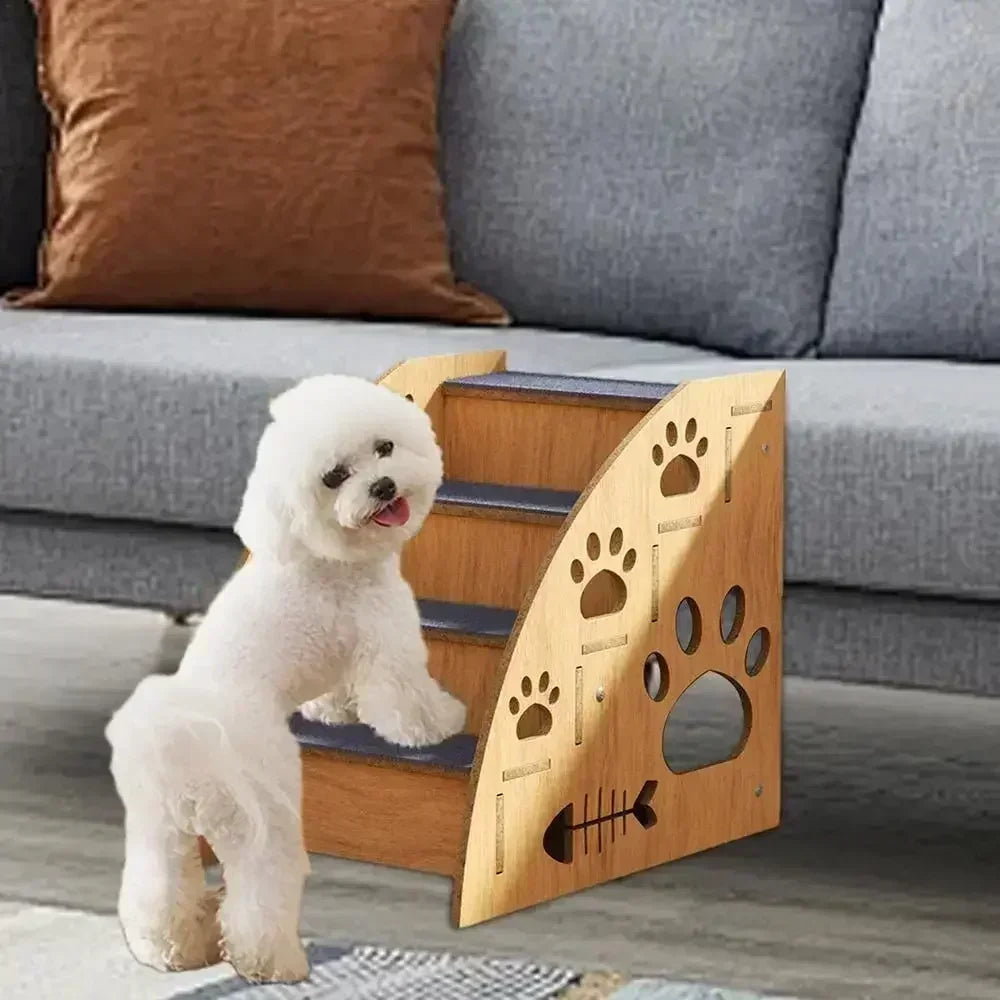 Pet Stairs For Bed Dog Steps Pet Stairs Dog Ramp High Bed Climbing Dog Bed Steps Non-Slip Wooden Dog Stairs For