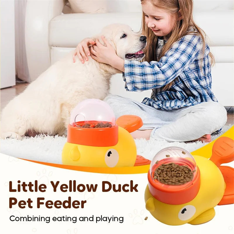 Dog Interactive Treat Dispenser Toy, Food Puzzle Slow Feeder, 2-in-1 Durable Cute Duck Shaped Design for Small Medium Dogs and Cats, Interactive IQ Training Reduces Bloating