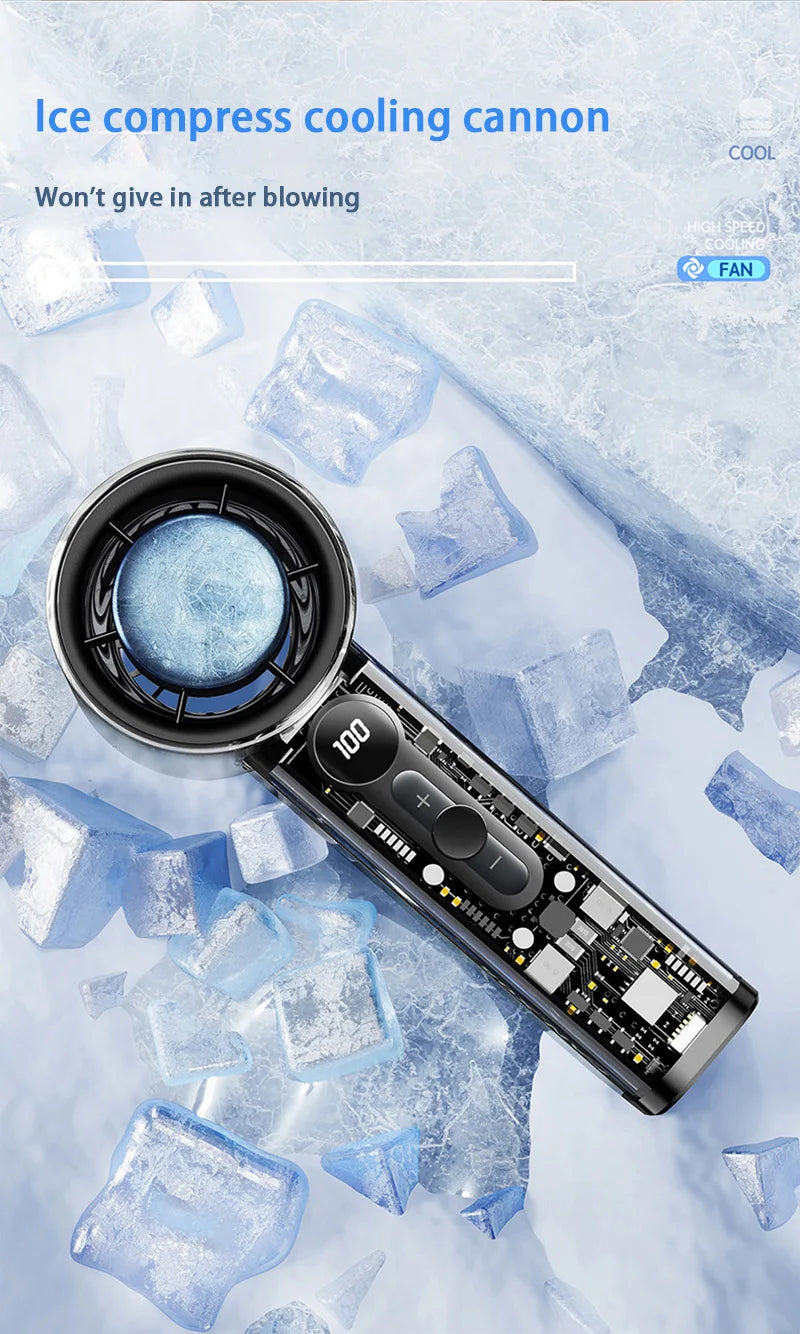 Fan X05 Mecha 100-speed Fan USB 20000RPM Violent Turbine Fan Handheld Refrigeration Ice Compress Fan Camping Travel