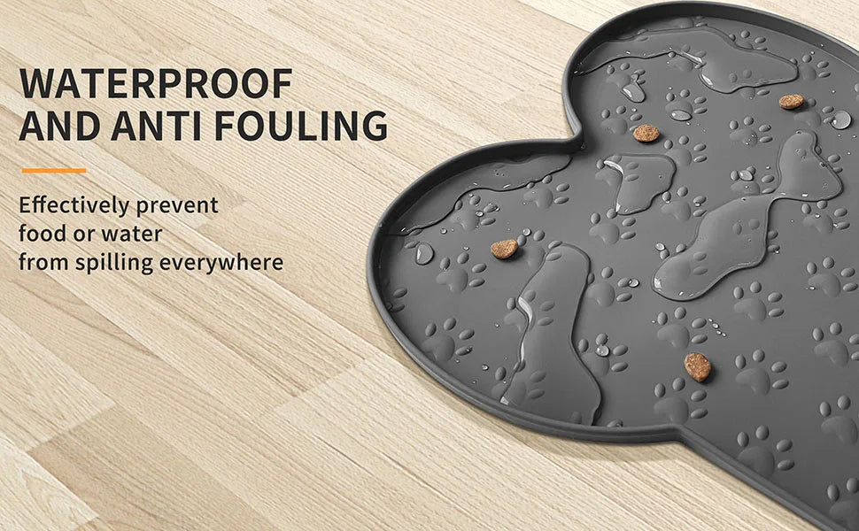 Dog Food Mat Anti-Slip Silicone Thicker Pet Placemat Waterproof Feeder Pad with Raised Edge Puppy  Feeding Mats