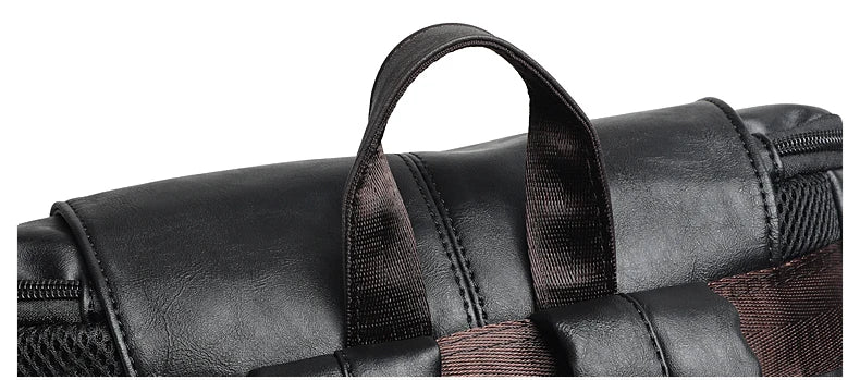 Men Pu Leather Backpack Men's Large Antitheft Travel Backpack Laptop Bag Black Bagpack Boy Big School Male Business Shoulder Bag
