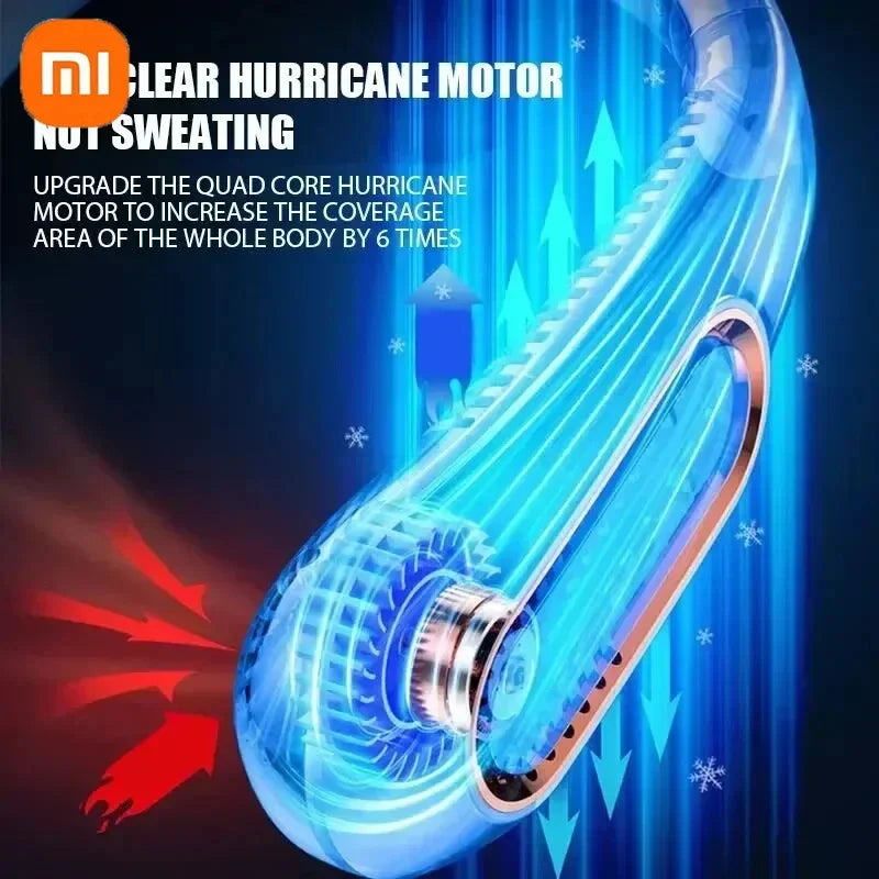 Xiaomi Neck Fan Digital Display Power Ventilator Leafless Neck Band Fan Portable Mini Air Cooler USB Rechargeable Fan