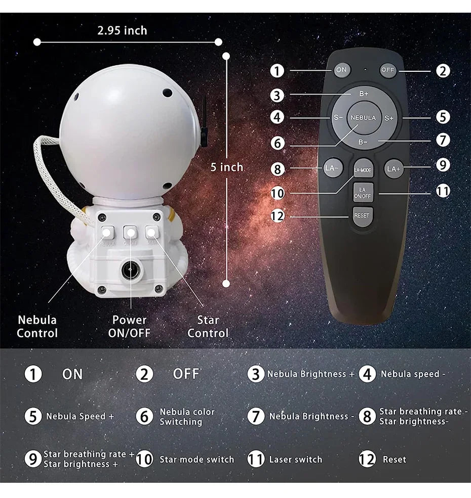Astronaut Sky Projection Light Full of Stars Atmosphere Light Small Night Light Astronaut Decoration Nebula Light