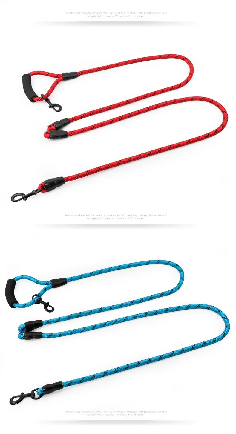 Dog Leash Hands Free Dogs Leash Reflective Leashes for Dog Walking Running Rope 2.4M Long Adjustable Double Leashes Dogs Ropes