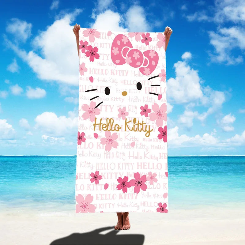 Sanrio Hello Kitty Beach Towel Cartoon Style Microfiber Large Beach Towel Bath Towel Multifunctional Square Towel Beach Towel