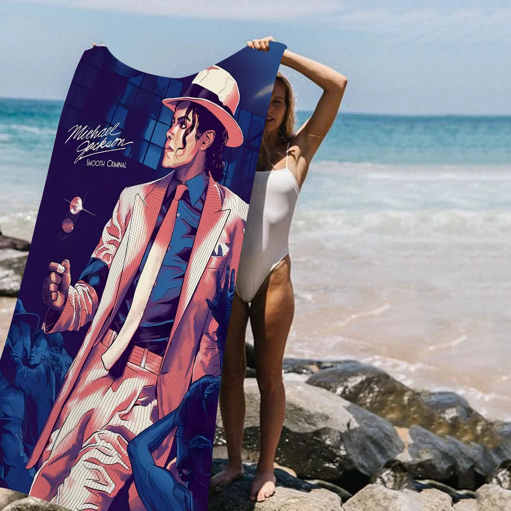 Michael Jackson Beach Towel Cartoon Cute Summer Kids Large Bath Pool Beach Towel Microfiber Absorbent for Swimming Travel