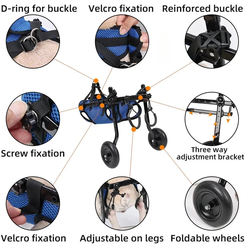 New 1pcs Pet Wheelchair Cart Adjustable Pet Mobility Aids with Wheels Disabled Cat Dog Rehabilitation Walking Mobility Aid Troll