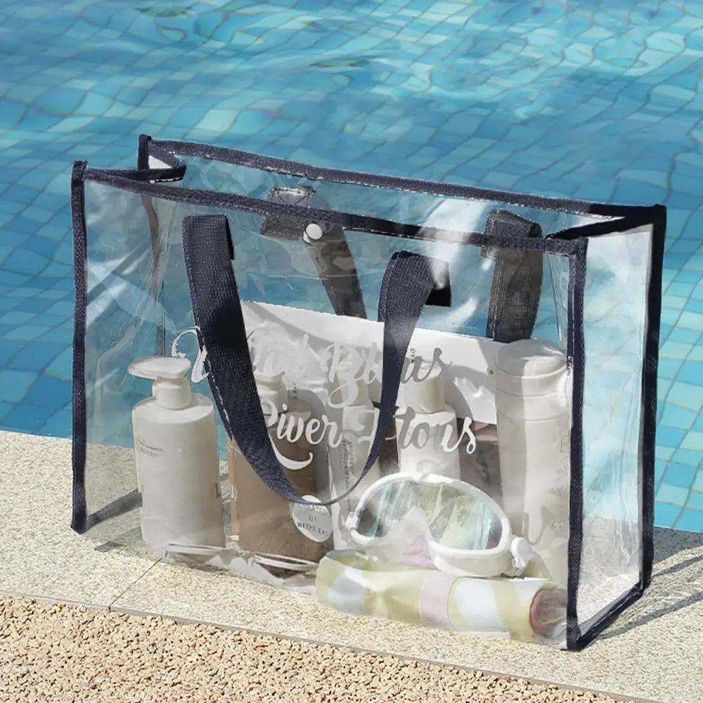 Waterproof Cosmetic Bag Fashionable Summer Storage Shoulder Bag Large Transparent Tote Bag For Women Swimming Beach