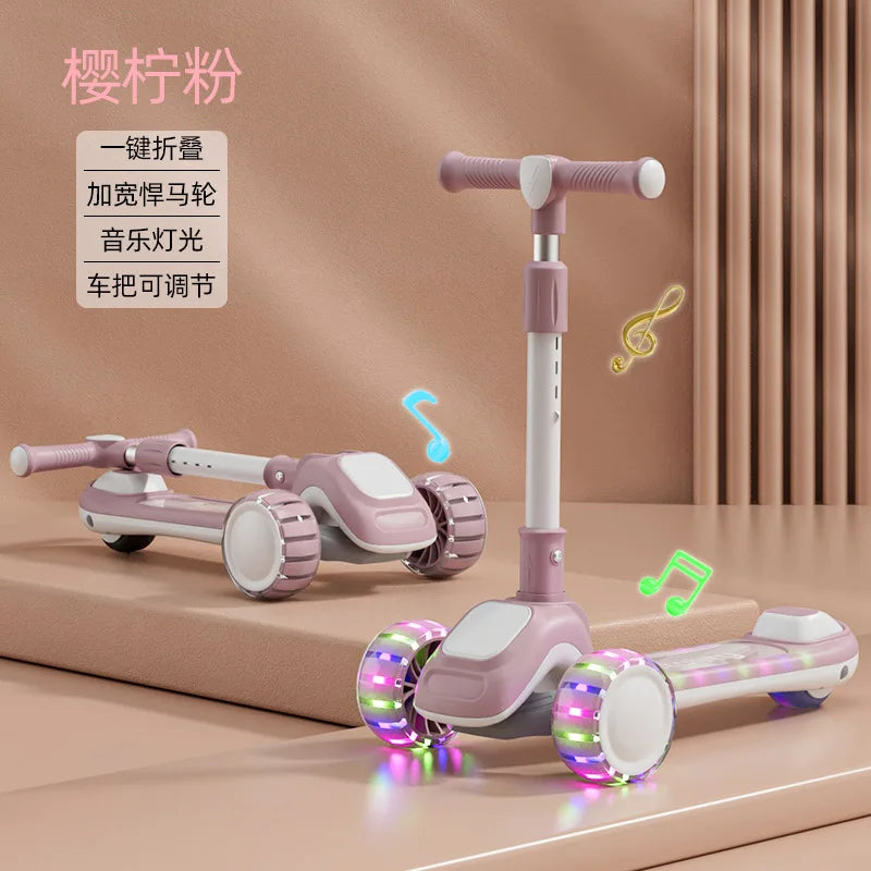 New Children's Scooter Multifunctional Toy Car for Boys and Girls with Guardrails Universal Wheels Five in One Children Scooter