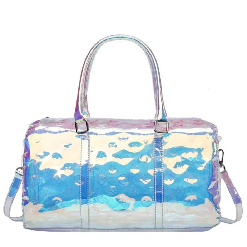 Colorful Bright Travel Bag Summer Women's Beach Handbag Leisure Fitness Swim Gym Bag Clear Jelly Portable Laser Transparent Tote