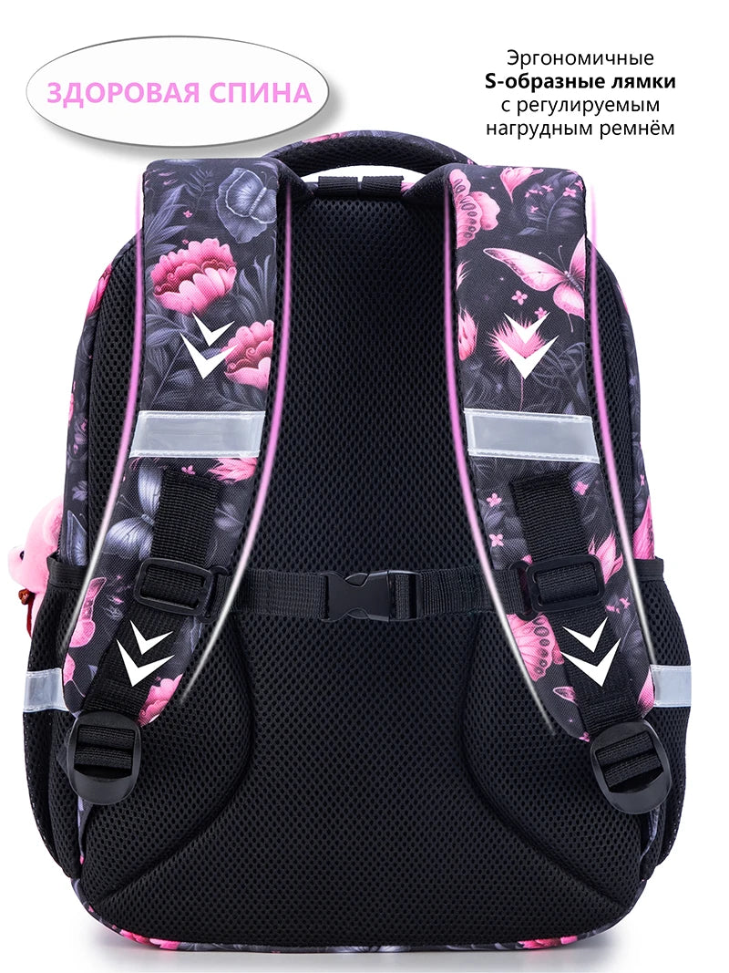 Orthopedic School Bags For Girls Cartoon Cat 3D Folded Backpacks Girl Waterproof Children School Bag Kids Mochila Escolar