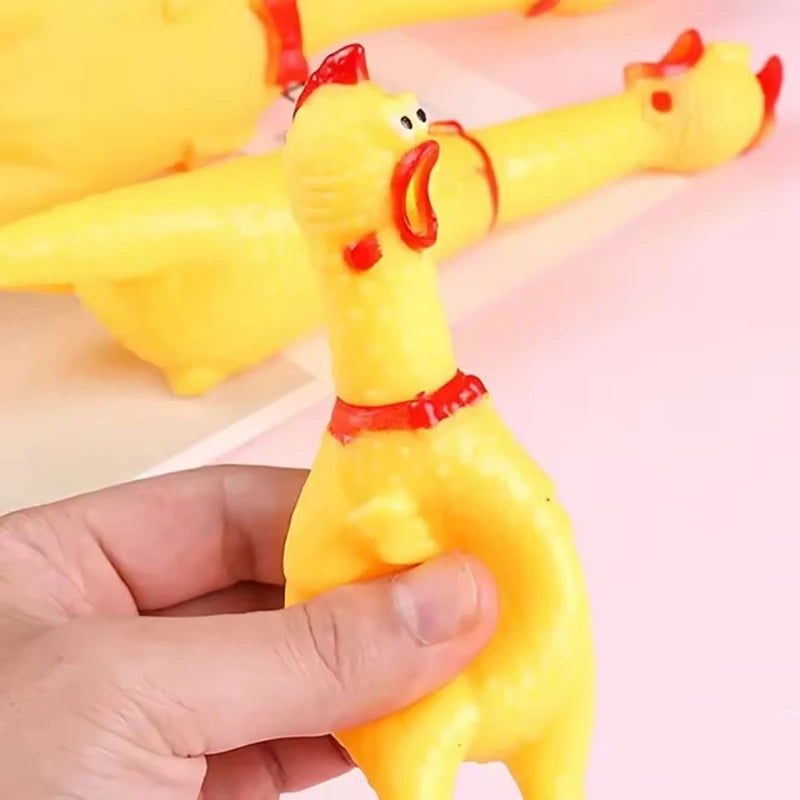 Novelty Yellow Screaming Chicken Dog Toy-Durable Rubber Squeaker for Boredom Relief Bite-Resistant Chew Toy for Small/Medium Dog