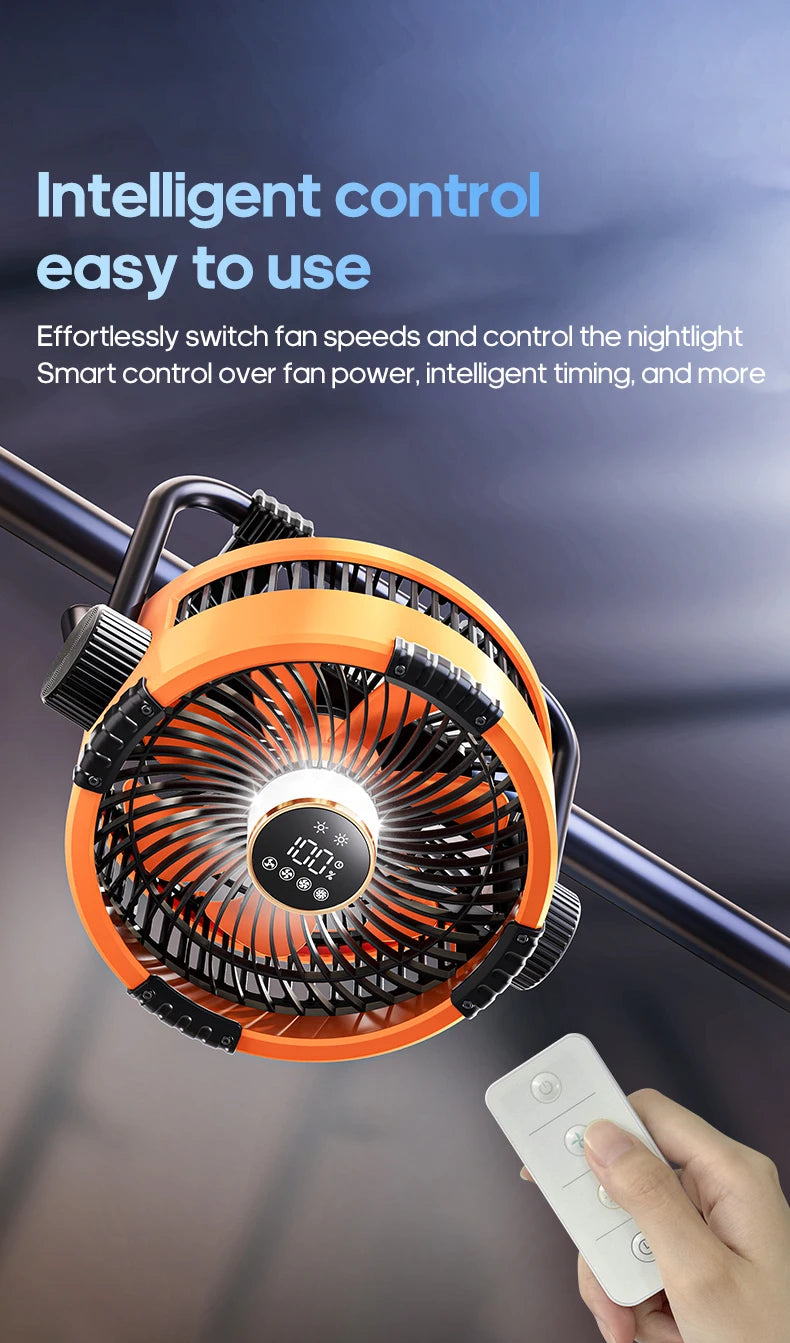 KINSCOTER Portable 6 in 1 Camping Fan 20000mAh Multifunctional Outdoor Desktop Air Circulator Wireless Ceiling  w/ Hook & Light