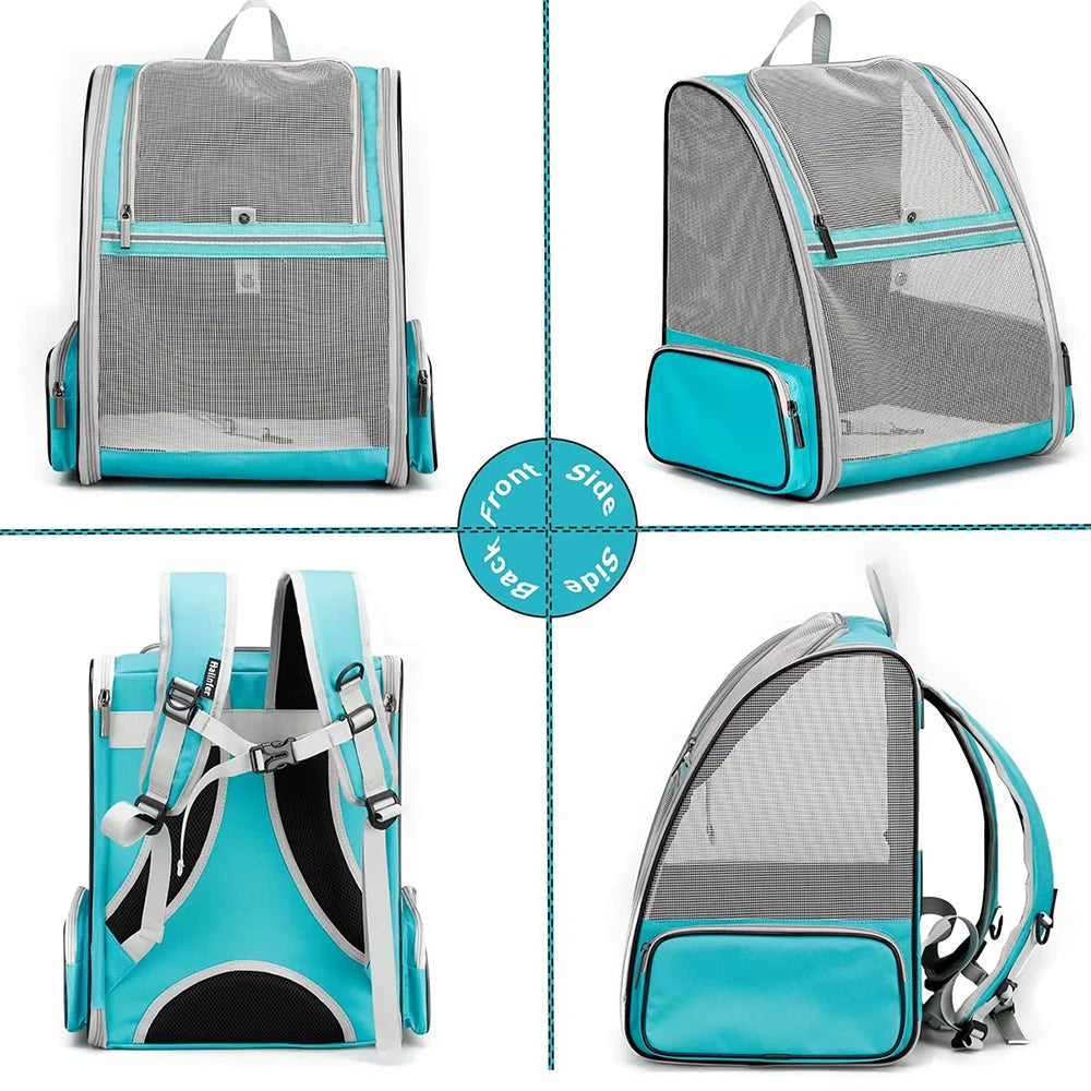 Outdoor Travel Pet Carrier Backpack - Breathable Vented Mesh Bag Suitable for Small Dogs, and Other Pets