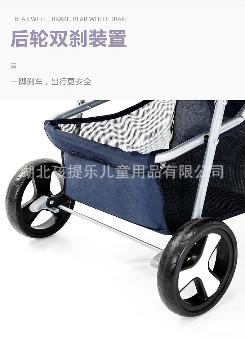 Pet Stroller with Sunroof -Foldable, lightweight, Single Handed, size S M L
