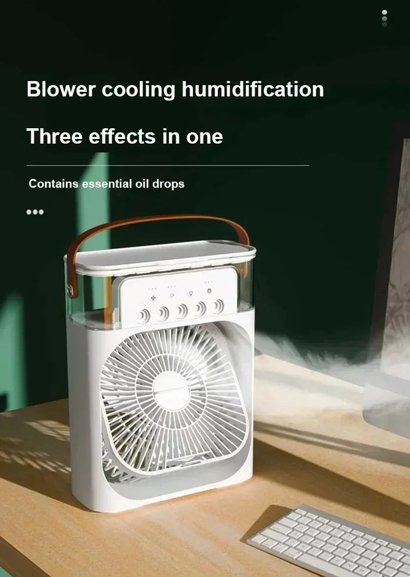 Portable Humidifier Fan 3 in 1 Air Conditioners USB Electric Fan LED Night Light USB 3 Speed Household Small Air Cooler