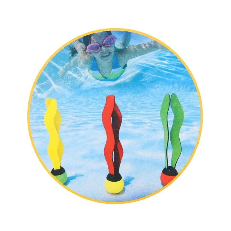 3 Piece Kids Sports Pool Toys Ocean Plant Shape Diving Toys Diving Swimming Training Pool Kids Accessories