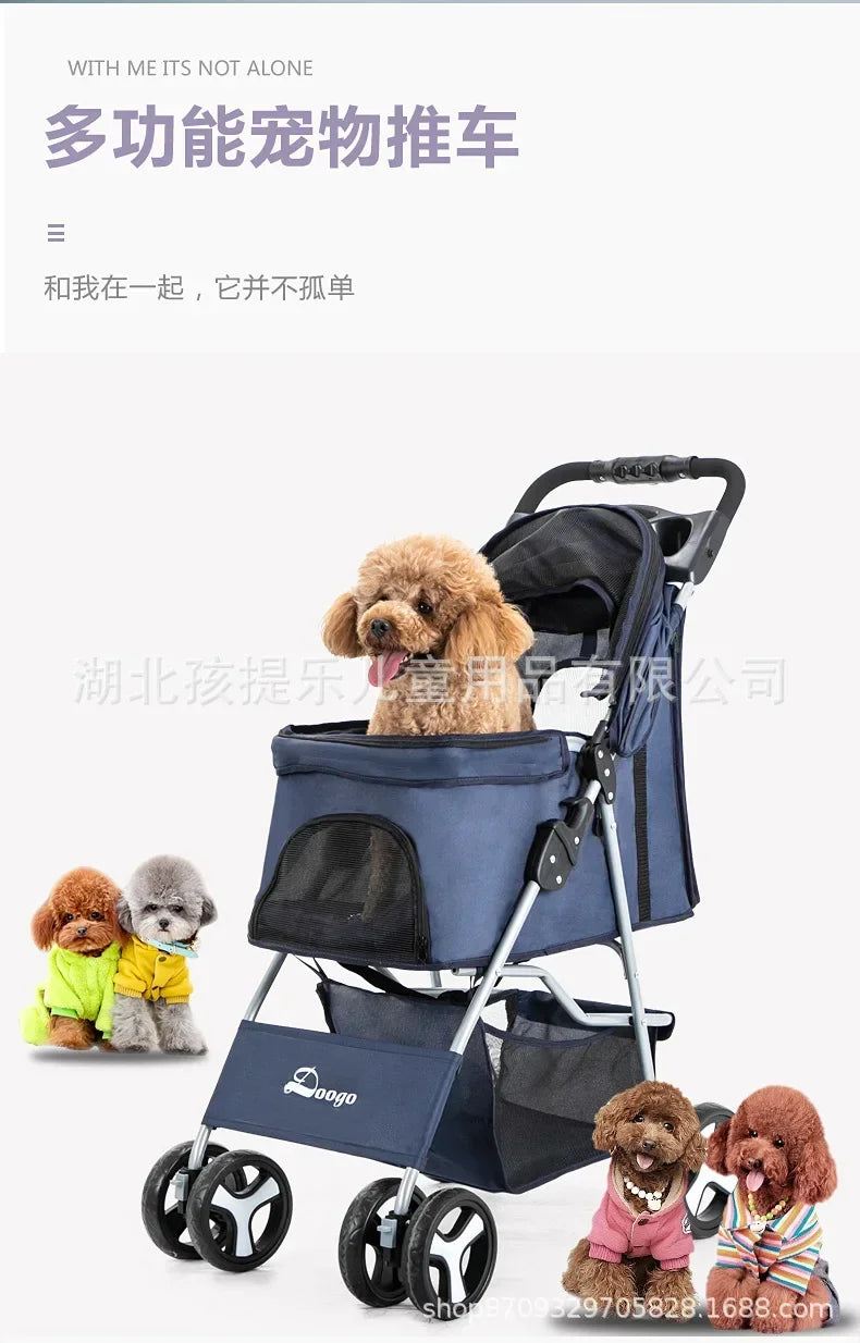 Pet Stroller with Sunroof -Foldable, lightweight, Single Handed, size S M L