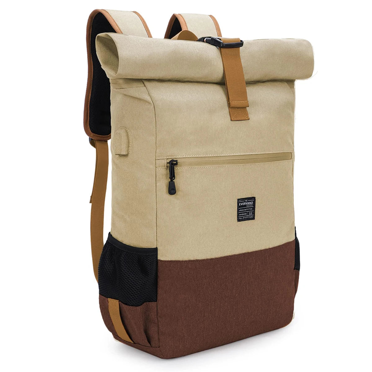 EverVanz Rolltop Backpack, Daypack With Compartment For 12 - 17 inch Laptop, Waterproof And Anti-Theft