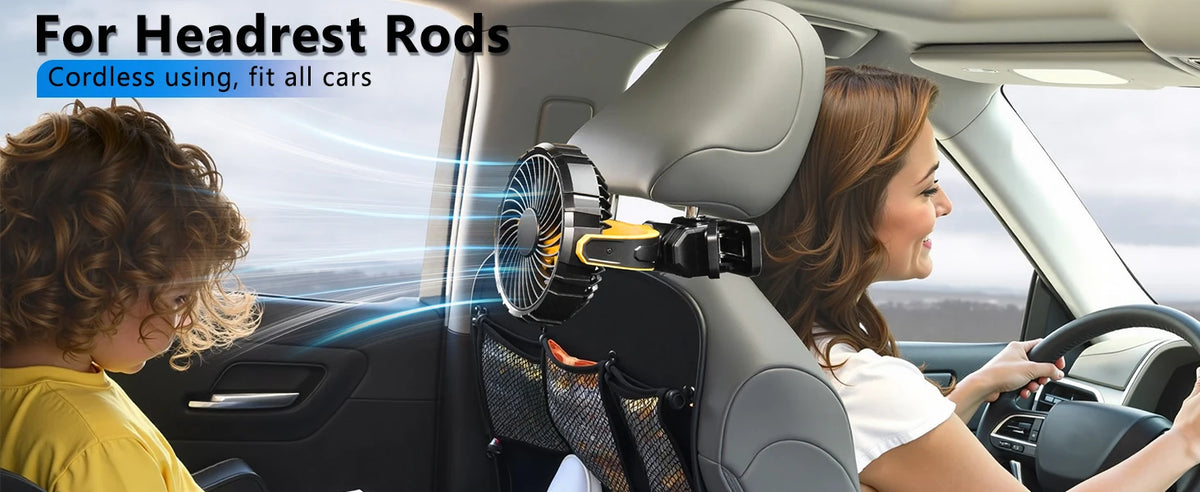 Eary Portable Car Clip On Fan Battery Operated 3 Speed Wind 900 Rotate Quiet Small Air Cooling Fan For Desk Camping Stroller Fan
