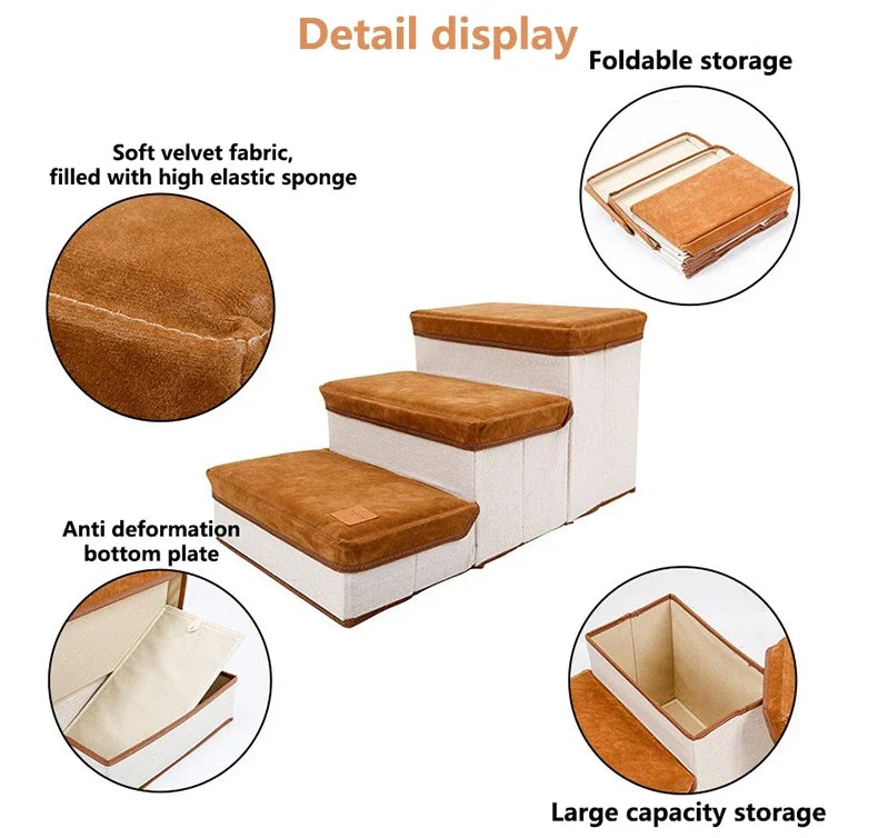 New Pet Climbing Ladder Foldable Storage Dog Ladder Anti Slip Large Capacity Thickened Bottom Plate Staircase Pets Products