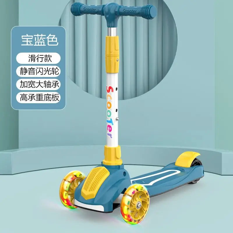 Cycling City 2-12 Years Old Children's Scooter Foldable Scooter With Music Light 3-wheel Scooter 4-speed Adjustable Balance Car