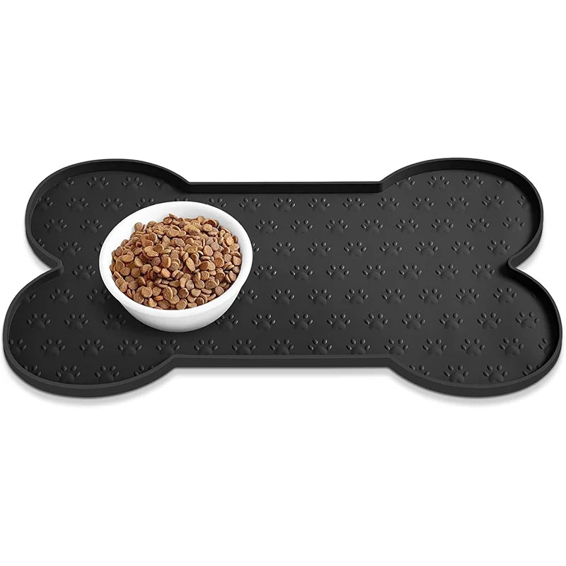 Dog Food Mat Anti-Slip Silicone Thicker Pet Placemat Waterproof Feeder Pad with Raised Edge Puppy  Feeding Mats
