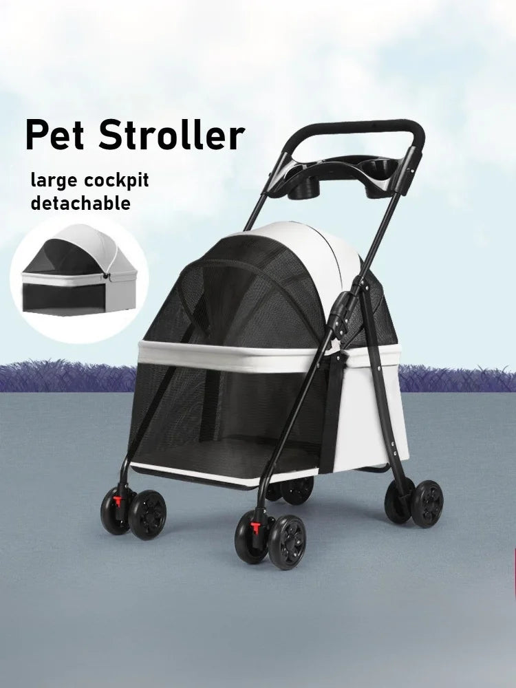 Foldable Pet Stroller - Perfect for Small Dogs, & Puppies