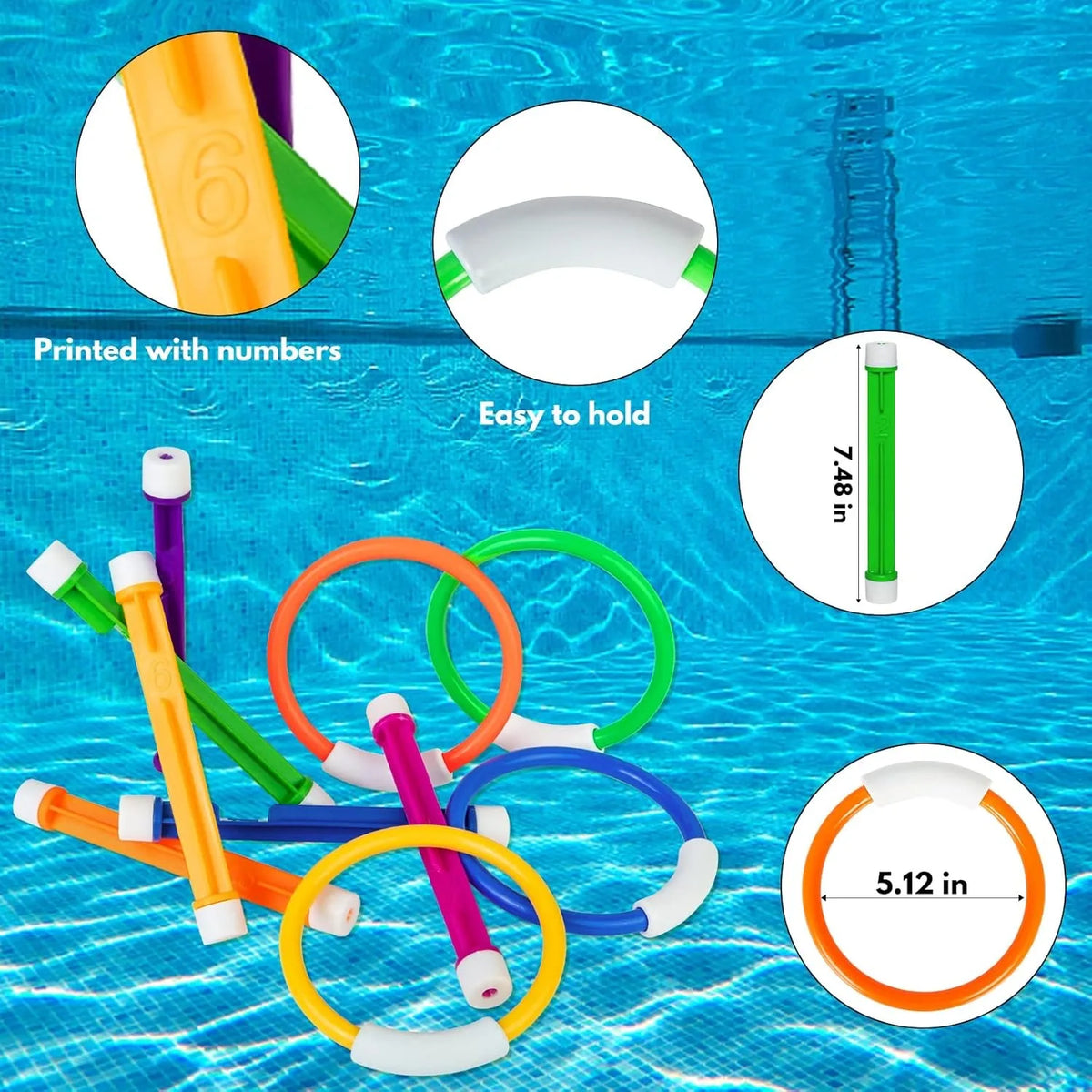 Swimming Pool Toys for Kids Ages 3-15 – Underwater Dive Toys Set for Summer Water Play, Swim Training & Fun Pool Games