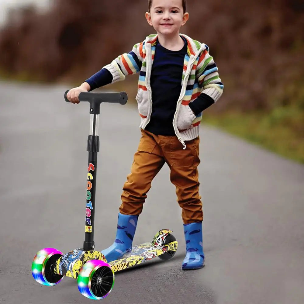 Child Scooter Folding Kick Scooter Adjustable Height Skateboard For Kids With LED Light Kateboard Outdoor Kids Foot Scooter