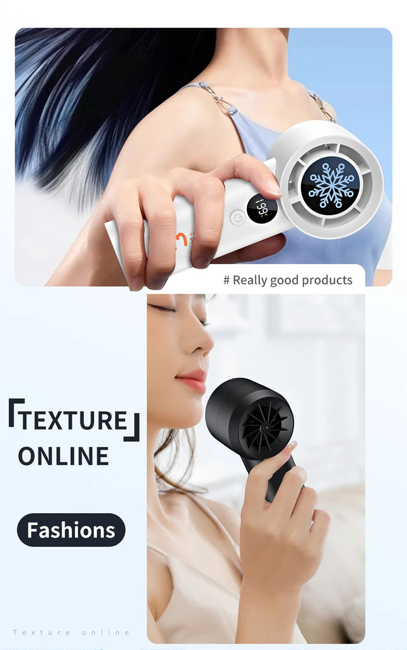 Xiaomi New Handheld Fan 100 Wind Speeds Adjustable USB Charging Mini Digital Display Large Wind Turbine Leafless Electric Fan