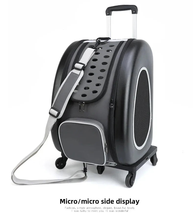 Outdoor Travel Tugboat Draw-Bar Pet Bag - Can be Used as a Pull Bag, Backpack, or Side Bag
