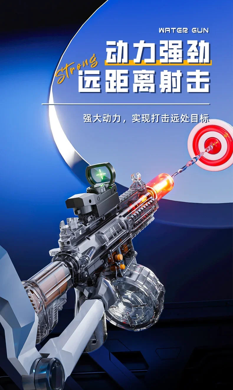 Electric Water Gun Toy Continuous Shooting with Firelight Big Capacity Water Pistol Spray Blaster Pool Summer Toy for Kids Adult