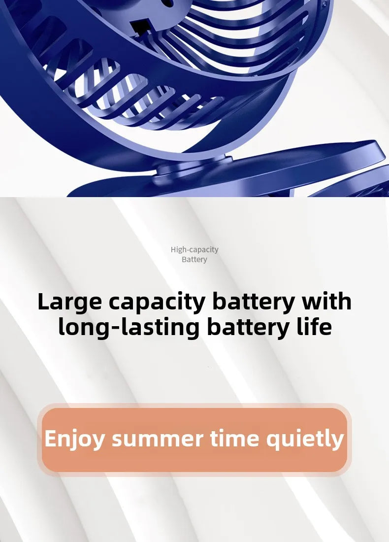 1800mAh Clip Electric Fan 5 Speed Quiet Rechargeable Desktop Portable Air Circulator Wireless Fan with LED Light Camping Fans