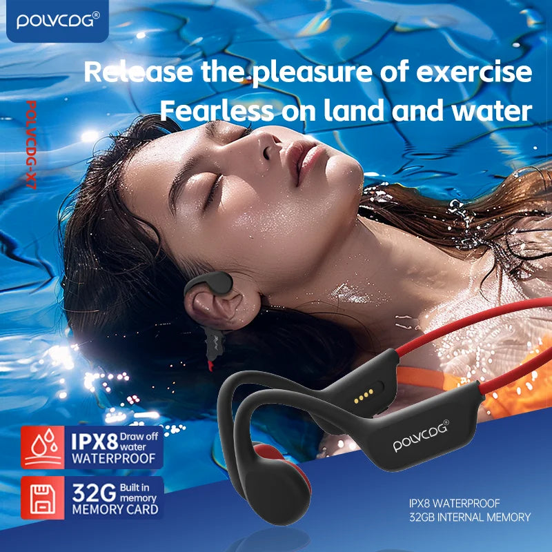 Bone Conduction Headset IPX8 32GB Bluetooth 5.3 Wireless Headset with Microphone Waterproof Swim 2024 New